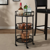 Baxton Studio YLX-9052 Bristol Rustic Industrial Style Metal and Wood Mobile Serving Cart